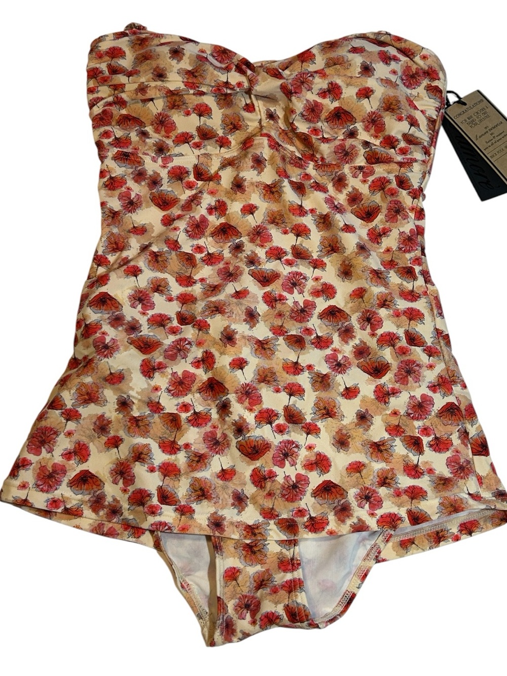 Li Amore Swimwsuit Floral One Piece Poppy Print Size Small NWT Beach